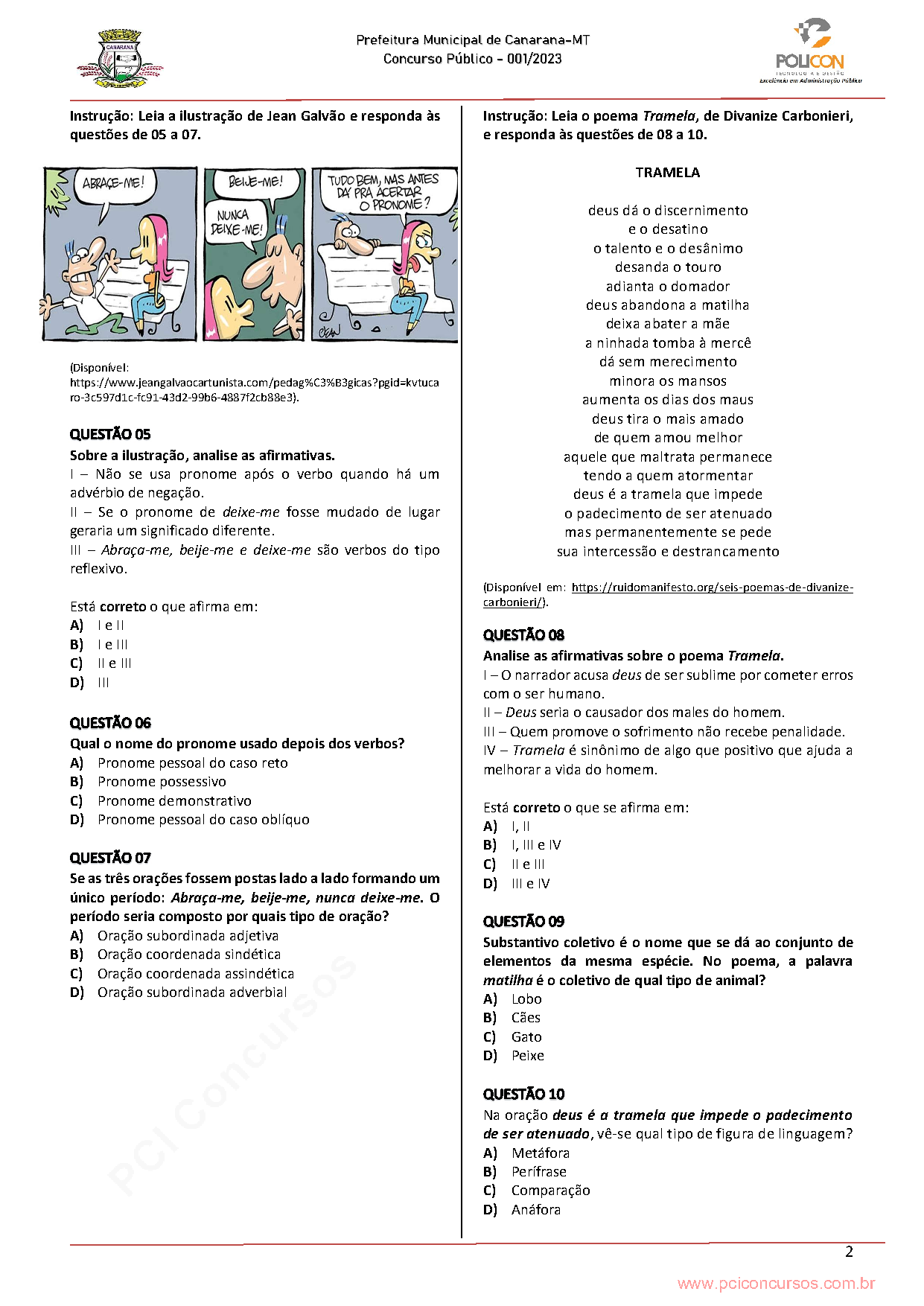 Página da prova com o texto, gráfico ou ilustração utilizada na questão 5.