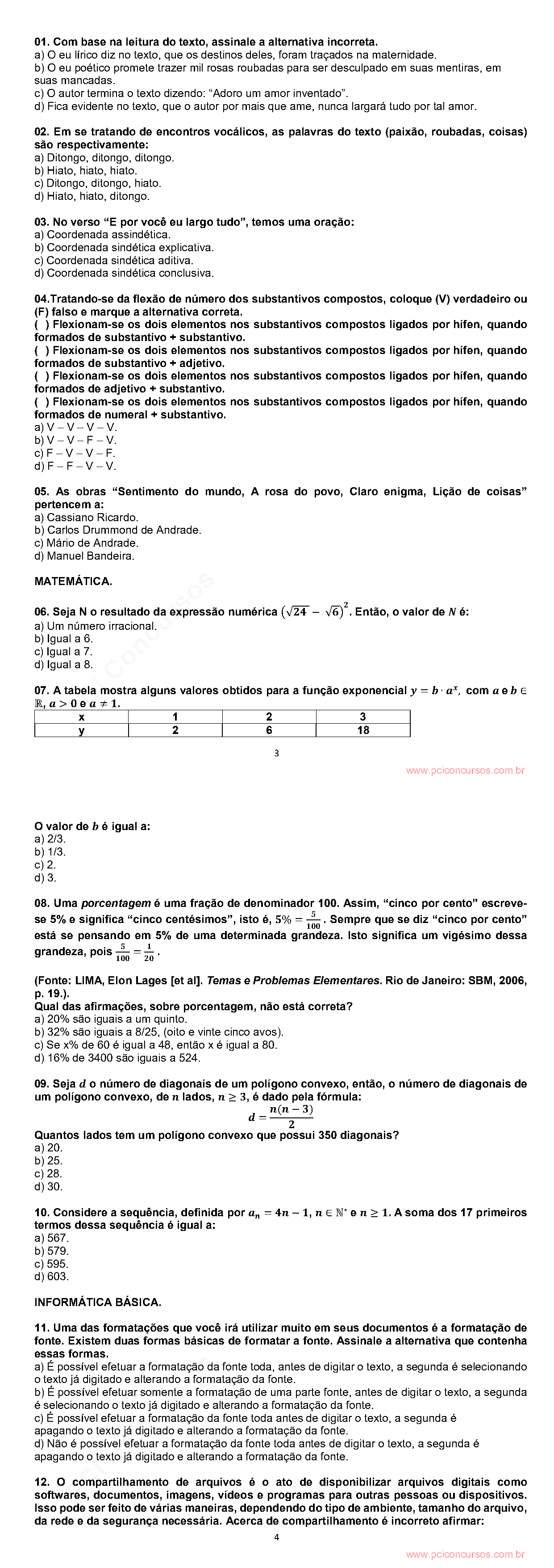 Página da prova com o texto, a expressão ou a imagem utilizada na questão 7.